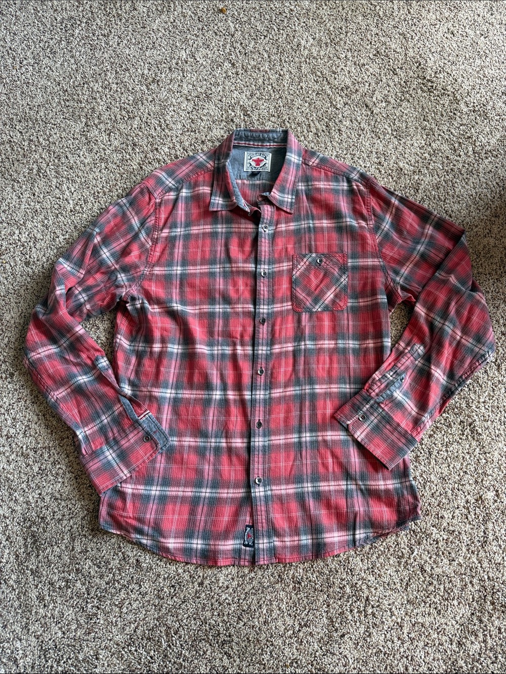 Men's Flag & Anthem Desert Son Plaid Button-Up Shirt Sz L